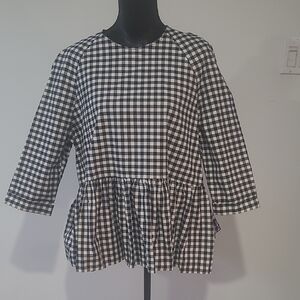 Victoria Beckham for Target Black and White Gingham Peplum Tunic